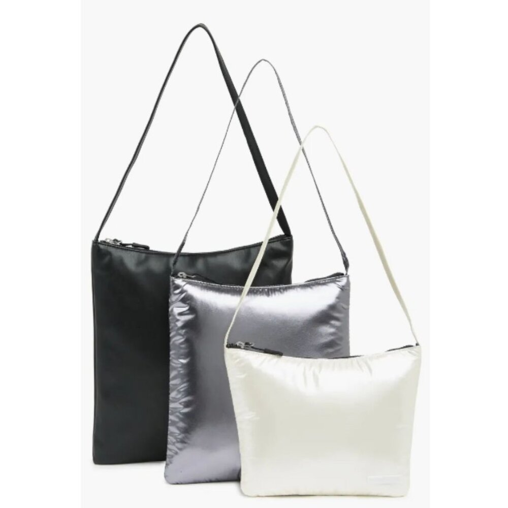 Tahari Downtown Shoulder Bag Set of 3 Black/Silver/Pearl NWT